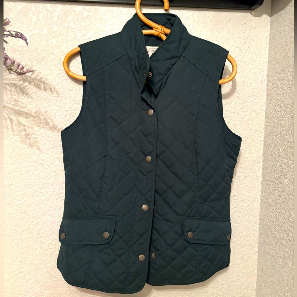 Bass Quilted Green Vest with Snap Buttons size small